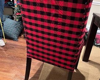 (2) Pier 1 buffalo check side chairs 39" high x 20" wide x 22" deep with an 18" seat height 