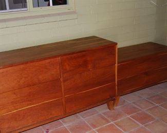 HANDCRAFTED MCM STYLE DRESSER AND SMALLER DRESSER