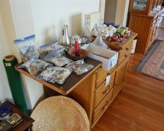 Thomasville Furniture- Server and bags of costume Jewelry