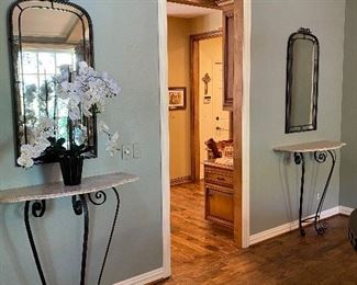 Stone and iron wall mounted console tables