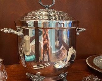 Footed ice bucket - Silverplate