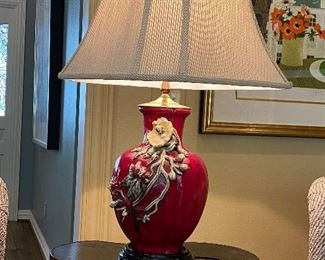 Beautiful lamp with ornate Asian brass finial