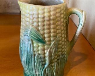 Antique English majolica corn creamer / pitcher