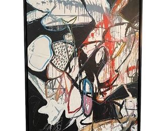 Kelly O'Neal - local Texas artist - large abstract oil on canvas; 57"x36"