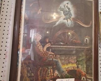 Large old Chuck Dehaan cowboy print