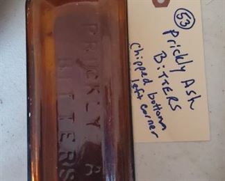 Prickly Ash Bitters bottle, more old bitters bottles in this sale. 