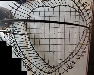large old wire egg basket heart shaped