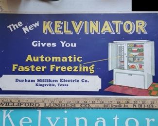 Old cardboard Kelvinator advertising signs from La Grange Texas