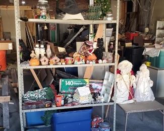 Large metal shelf and Christmas / Halloween / Easter contents