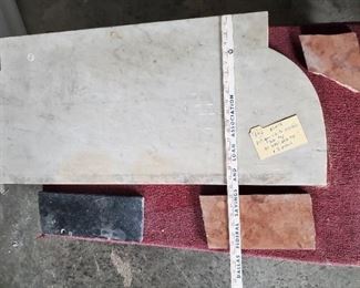 Marble slab for hotel desk or bar top.   Lots of marble and glass table tops in this auction if you like to build or repair furniture. 