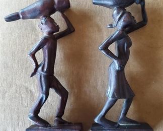 Old tribal art wood carvings signed on the bottom Mosier or M Rosier not sure. 