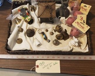 Collection of bells, some very old, some still in package. 