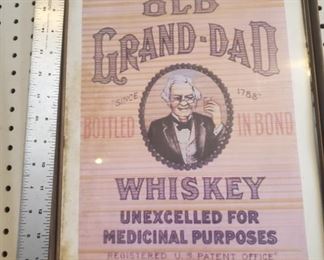 Framed advertising Old Grand Dad whiskey
