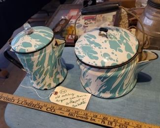 rare antique turquoise graniteware