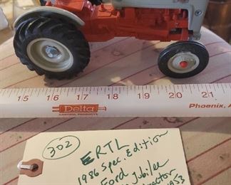 ERTL 1986 special edition Ford Golden Jubilee toy tractor.  Metal with real rubber tires. 