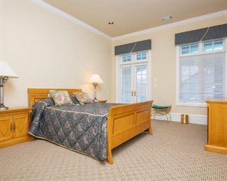 Queen Size Stanley Bedroom Set — 4 Pieces — Queen Bed, Nightstands 28" wide x 17" from wall x 26 1/4" tall and Matching Dresser 72" Long x 20" from wall x 32 3/4" high — Mirror is 52 1/2" tall x 56" wide (mattress, box springs, and frame included)