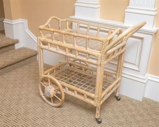 Vintage Rattan Bar Cart