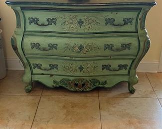Hand-painted 3-drawer chest. 44"w x 20"d x 32"h