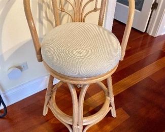 Blonde bar stools. 36" back x 19"d x 25" seat ht