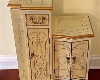 Hand-painted cabinet. 20"w x 11"d x 30"h