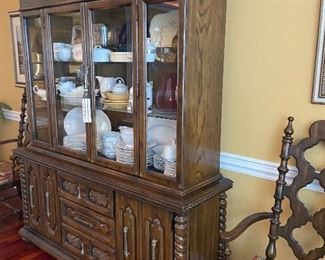 1960's Spanish Dining Hutch. 84"h x 65"w x 19.5"d. 