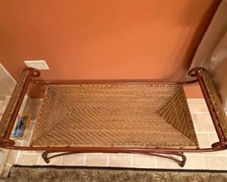 rattan and metal settee 