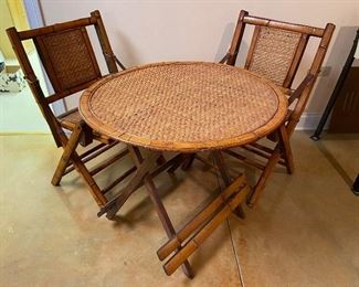 Rattan and bamboo-style Bistro table and chairs 