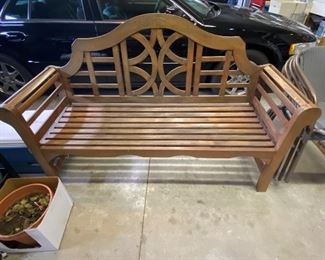 Teak wood bench, 68"w x 20.5"d x 44"h