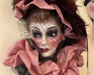 Clay Art Mask - Pink Victorian Lady, signed and numbered 324/1000