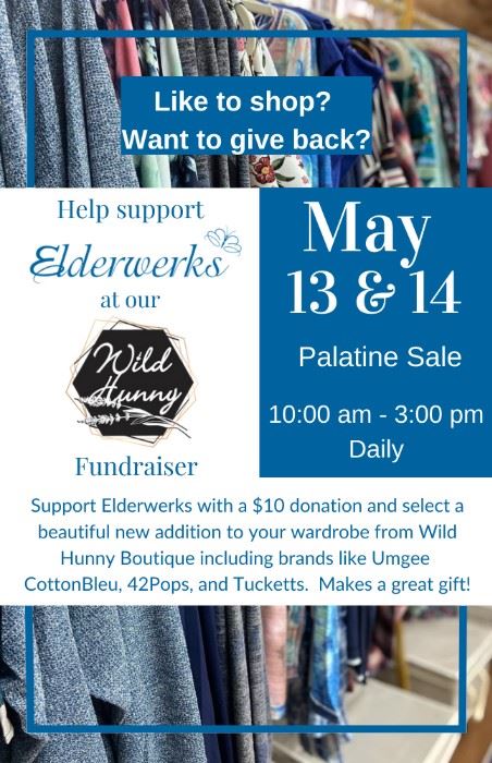 Elderwerks Educational Services fundraiser. Donate $10 pick a shirt to take home with you.