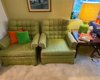 Pair of vintage lime green lounge chairs, excellent condition!
