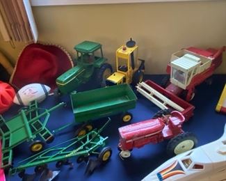 vintage pressed steel trucks and tractors.. john deer, ertl and more