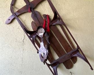 antique sled and skates