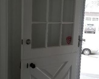 Original front door is a Dutch door - sweet! Great hardware with giant key