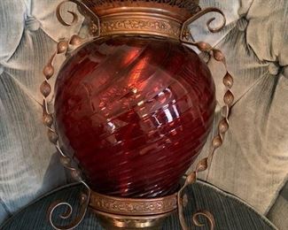 Rare Antique RubyGlass hanging light 