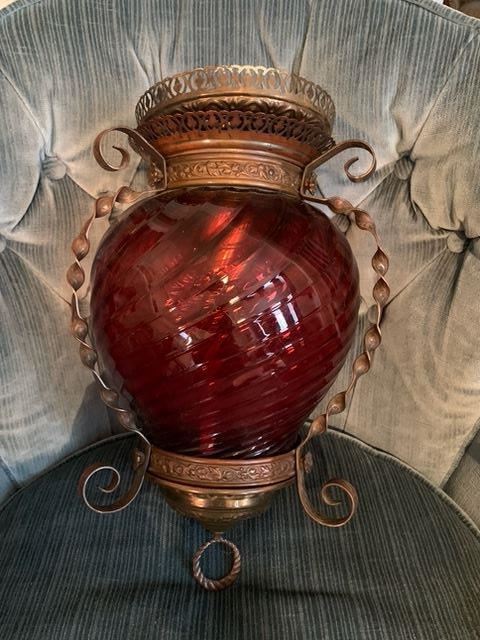 Rare Antique RubyGlass hanging light 