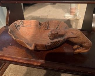 Carved Wooden bowl with lion