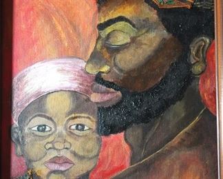 Bearded father and son acrylic on board