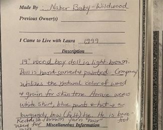 Baby Horace Carved Wood Doll by Naber Baby Wildwood