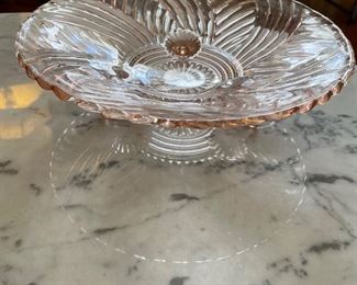 Depression glass footed bowl