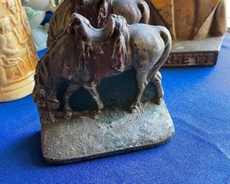 Vintage aluminum horse book ends 