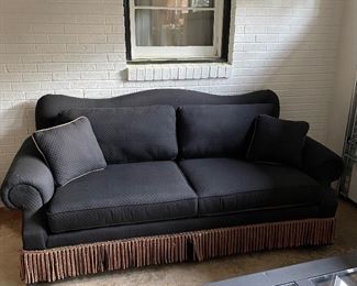High End quilted black sofa 