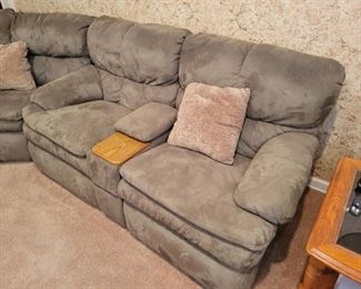 Large Olive sectional and recliner by Bassett