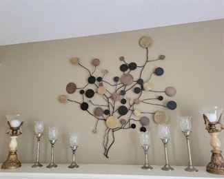 Gorgeous candle sticks and wall art
