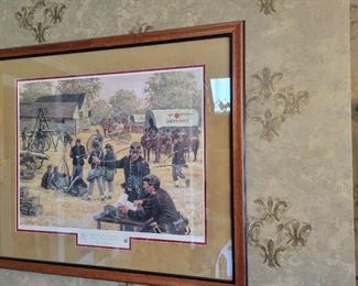 Don Stivers signed print (framed), dated 1999. Service To The Line" Portrait of Gettysburg July 1, 1863 {32" x28"}