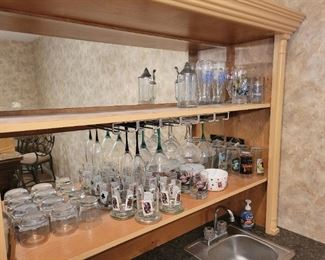 Assorted back bar glassware