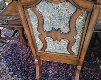 Hand woven Danish rug  and Very ornate and Beautiful dining set purchased at Nebraska Furniture Mart 6 chairs and 2 Captains chairs 