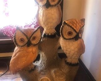 Vintage three owl lamp