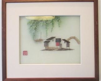 Framed ASIAN theme fine embroidery