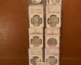 Graded MORGAN SILVER Dollars
